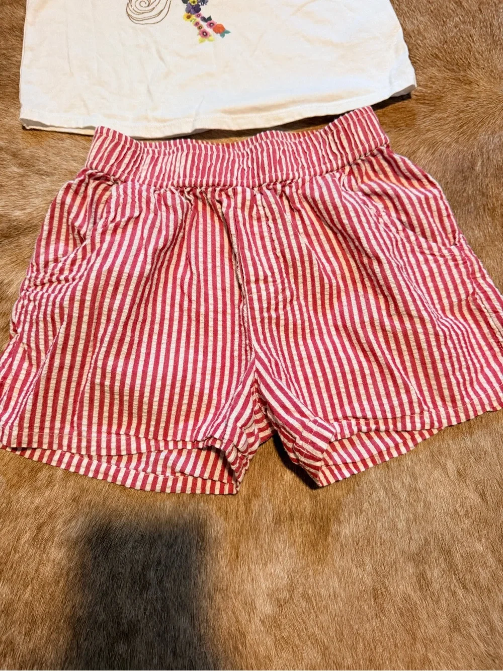 Cat & Jack White Unicorn Tank with Red & White Stripe Shorts